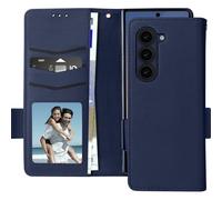 Avizar Étui portefeuille pour Galaxy Z Fold 6 – Languette magnétique, Dragonne – Bleu nuit