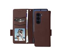 Etui pour Galaxy Z Fold 6 Portefeuille Languette Magnétique Dragonne Marron foncé