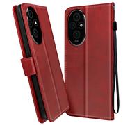 Étui pour Honor 200 Dragonne Clapet Support Portefeuille Rouge