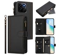 Etui pour Honor 400 Smart, Portefeuille Cuir PU Rétro Rabat Antichoc Housse avec Dragonne Fentes Cartes -Noir