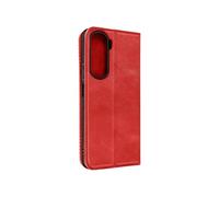 Etui pour Honor 90 Lite Portefeuille et Support vidéo Motif Croisillon CrossWeave Wallet rouge