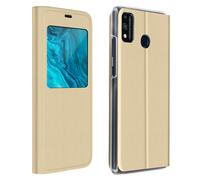 Étui pour Honor 9X Lite Fenêtre d'Affichage Clapet Folio Ultra-fin Dorée