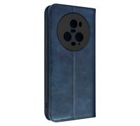 Etui pour Honor Magic 5 Pro portefeuille support vidéo motif croisillon Bleu