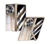 Étui pour Honor Magic V5, Coque De Protection Transparente Électroplaquée avec Support De Charnière Intégré, Protection D'écran Et Protection Intégrale Antichoc.,Gold