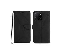 Etui Pour Honor X8C 4G TPU De Haute Qualité Portefeuille En Cuir Couture En Relief Cuir PU Doux FOXDOCK Noir