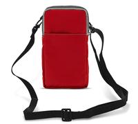 Etui Ceinture Smartphone Passant Ceinture Mousqueton Lanière 2 Poches Rouge