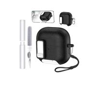 Étui pour Huawei FreeClip 2, en TPU souple + PC, imperméable, toergy résistant aux chocs, anti-rayures, facile à transporter, avec cordon, porte-clés et kit de nettoyage (noir et blanc)