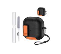 Étui pour Huawei FreeClip 2, en TPU souple + PC, imperméable, toergy résistant aux chocs, anti-rayures, facile à transporter, avec cordon, porte-clés et kit de nettoyage (noir/orange)