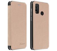 Coque et étui téléphone mobile Avizar Etui pour Huawei P smart 2020 Housse Simili-Cuir Texturé Clapet Porte-carte Support Vidéo Rose gold