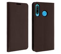 Étui pour Huawei P30 Lite Housse Folio Cuir Support Vidéo Marron