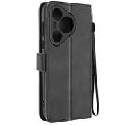 Étui pour Huawei Pura 70 Dragonne Clapet Support Portefeuille Noir