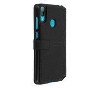 Façonnable Étui Folio pour Huawei Y7 2019 – Sellier, bouton laqué noir