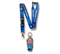 Étui pour inhalateur d'asthme avec porte-clés et cordon de sensibilisation médicale à l'asthme, rose