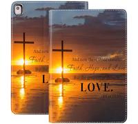 Étui pour iPad 10.2 9(^>e<^) / 8(^>e<^) génération (modèle 2021/2020/2019) 10,2", iPad Air 3/10,5" Pro, en Cuir synthétique avec Support et Mise en Veille Automatique, Croix chrétienne