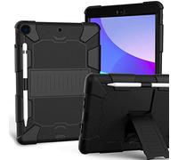 Étui pour iPad 10,2" 9e/8e/7e génération 2021/2020/2019 avec Design 3 en 1, étui Robuste résistant aux Chocs avec Porte-Crayon et Support - Noir + Noir