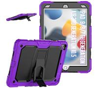 Étui pour iPad 10.2 9e/8e/7e génération 2021/2020/2019 avec Support Pliable, Coque Tendance Antichoc avec Design 3 en 1 Violet