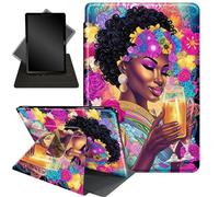 Étui pour iPad 10.2, iPad 9{^>e<^} génération 2021/iPad 8{^>e<^} génération 2020/iPad 7{^>e<^} génération 2019 360 degrés avec support rotatif à 360° pour iPad 10,2 pouces, fille afro-américaine