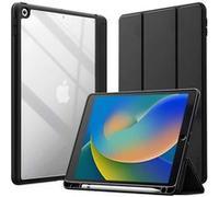 Etui pour iPad 10.2" Modèle PrimeFolio avec Support Pliable et Rangement Pencil Crong Noir transparent