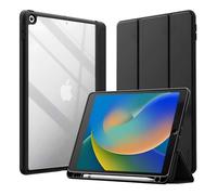 Etui pour iPad 10.2" Modèle PrimeFolio avec Support Pliable et Rangement Pencil Crong Noir transparent