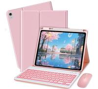 Étui pour iPad 11{^>e<^} génération - Étui folio fin et souris (rose)