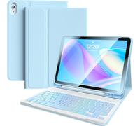 Étui pour iPad 11e/10e génération avec clavier 11,9" rétroéclairé 7 couleurs, sans fil, amovible, type divisé avec porte-stylo, convient au nouvel iPad de 10e génération en 2022 (bleu)