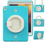 Étui pour iPad 9/8/7 2021/2020/2019 10,2 Pouces - Coque Plate résistante aux Chocs et Robuste avec Support Rotatif Pliable à 360 °, Bleu pâle
