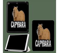 Étui pour iPad 9e/8e/7e génération,10.2 Pouces 2021/2019/2020 Génération Motif Cabiaïs Brun, Support Multi-visionnage, Sommeil/Réveil Automatique Dessin Animé Animaux - Noir