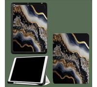Étui pour iPad 9e/8e/7e génération,10.2 Pouces 2021/2019/2020 Génération Motif Cristal Rayures, Support Multi-visionnage, Sommeil/Réveil Automatique Résumé Pierre Précieuse - Noir