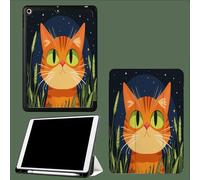 Étui pour iPad 9e/8e/7e génération,10.2 Pouces 2021/2019/2020 Génération Motif Dessin Animé Orange Chat, Support Multi-visionnage, Sommeil/Réveil Automatique Animal - Noir