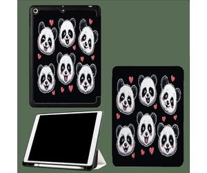 Étui pour iPad 9e/8e/7e génération 2021/2020/2019 10,2 Pouces avec Porte-Crayon, Dos TPU Souple et Support de Protection à Trois Volets, Auto Wake/Sleep Tête De Panda Mignon Animaux Amour-Noir