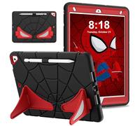Étui pour iPad 9e/8e/7e génération, étui pour tablette pour iPad 10,2" 2021/2020/2019 pour enfants fermement, design unique de toile d'araignée, robuste, résistant aux chocs, béquille intégrée, noir