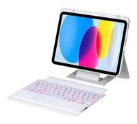 Étui pour iPad A16 11ème 2025 11 Pouces/iPad 10ème Génération 10,9 Pouces 2022 Pavé Tactile Intelligent Bluetooth Détachable Clavier Amovible Support Portrait/Paysage ZURSANA Blanc Blanc G