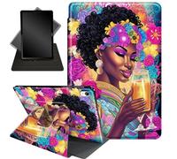 Étui pour iPad Air 5e génération (2022) / 4e génération (2020) 10,9", support rotatif à 360 degrés, pour iPad Air 5ème A2589 A2591/ Air 4ème A2316 A2324, fille afro-américaine