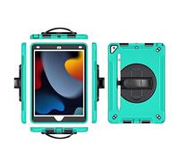 Étui pour iPad Air3 10.5 2019 avec dragonne rotative à 360 degrés, étui Robuste 3 en 1 avec Support Pliable et Protecteur d'écran pour Pro 10.5 2017, Vert émeraude