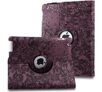 étui pour iPad Étui en cuir élégant avec support pivotant générique à 360 degrés et motif de vigne violet pour Apple iPad Mini4