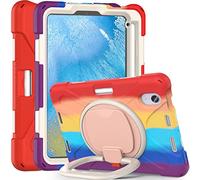 Étui pour iPad Mini 6e génération 8,3" 2021 avec poignée rotative à 360°, étui de Protection Robuste résistant aux Chocs avec Porte-Crayon, Rouge Brillant