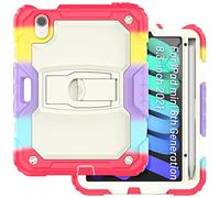 Étui pour iPad Mini 6e génération 8,3" 2021 avec Support Pliable Invisible, Robuste et résistant aux Chocs avec Porte-Crayon, Rouge Camouflage