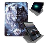 Étui pour iPad mini 7 (A17 Pro, 7e génération) 2024/iPad mini 6 (6e génération) 8,3"/2024/2021-360° avec fonction veille/réveil automatique, loup amoureux rose