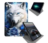 Étui pour iPad mini 7 (A17 Pro, 7e génération) 2024/iPad mini 6 (6e génération) 8,3"/2024/2021-360° avec fonction veille/réveil automatique, loup rose bleu