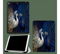 Étui pour iPad Pro 11" 2024 (M4 5e génération) - Fantaisie Paon, avec Porte-Crayon,pour iPad Pro 11" 2024, Dos en TPU Souple, Réveil/Veille Automatique Élégance Animaux - Bleu