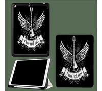 Étui pour iPad Pro 11" 2024 (M4 5e génération) - J'aime Le Rock, avec Porte-Crayon,pour iPad Pro 11" 2024, Dos en TPU Souple, Réveil/Veille Automatique Musique Punk Guitare Ailes - Noir