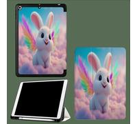 Étui pour iPad Pro 11 Pouces, Modèle 2022/2021/2020, Support la Charge de Pencil, Housse Coque Intelligent Réveil/Sommeil Automatique Lapin Souriant Dessins Animés 3D Animaux-Rose