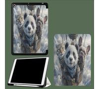 Étui pour iPad Pro 11 Pouces, Modèle 2022/2021/2020, Support la Charge de Pencil, Housse Coque Intelligent Réveil/Sommeil Automatique Montgolfière Panda Dessins Animés 3D Animaux-Gris