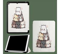 Étui pour iPad Pro 11 Pouces, Modèle 2022/2021/2020, Support la Charge de Pencil, Housse Coque Intelligent Réveil/Sommeil Automatique Empiler Chat Dessin Animé Drôle Animal-Blanc