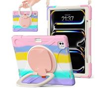 Étui pour iPad Pro 13 Pouces (M5/M4) 2025/2024, Coque iPad Pro 13 Pouces (M5/M4) 2025/2024, Coque de Protection Robuste pour Enfants avec Béquille Rotative, Bandoulière Réglable & Porte-Crayon