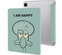 Étui Pour Ipad Pro 2021 Bob L'éponge Squidward Face 12,9 Pouces Étui De Type Ordinateur Portable Support À Trois Volets Avec Porte-Stylo Réveil/Veille Automatique