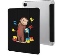 Étui Pour Ipad Pro 2021 Curious George 12,9 Pouces, Type Ordinateur Portable, Support À Trois Volets Avec Porte-Stylo, Veille/Réveil Automatique