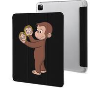Étui Pour Ipad Pro 2021 Curious George 12,9 Pouces, Type Ordinateur Portable, Support À Trois Volets Avec Porte-Stylo, Veille/Réveil Automatique