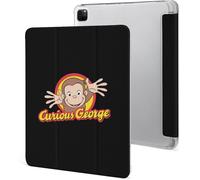 Étui Pour Ipad Pro 2021 Curious George 12,9 Pouces, Type Ordinateur Portable, Support À Trois Volets Avec Porte-Stylo, Veille/Réveil Automatique