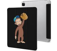 Étui Pour Ipad Pro 2021 Curious George 12,9 Pouces, Type Ordinateur Portable, Support À Trois Volets Avec Porte-Stylo, Veille/Réveil Automatique